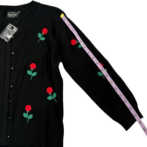 NEW Voodoo Vixen Retro Vintage inspired Cherries Embroidered Cardigan Sweater - Picture 10 of 10